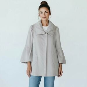 ABS Silver Label Wool Blend Coat Women's Size 6 Gray Flared Sleeve